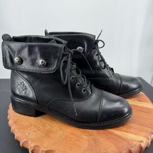 Patricia Nash Boot Lia Black leather Combat Boot Size 7.5
